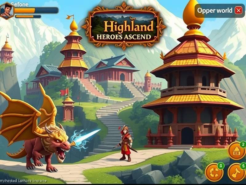 Highland Hero Heroes Ascend Gameplay Screenshot showing the Himalayan open world with traditional Indian architecture and mythical creatures